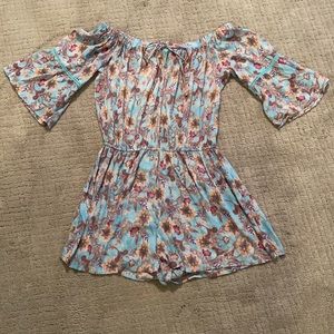 Floral off shoulder romper